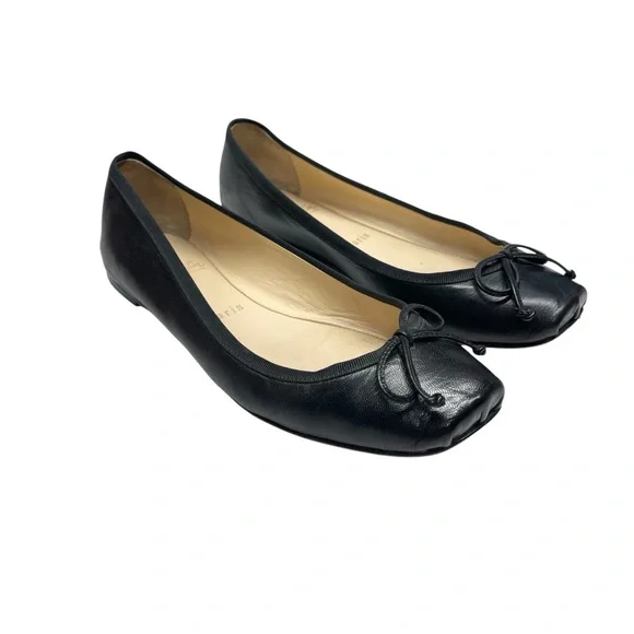 Christian Louboutin Black Leather Rosella Square Toe Ballet Flats Size 38 - Picture 1 of 8